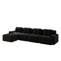 4-SITZER ECKSOFA Cord Schwarz - Schwarz, Textil (382/177cm) - WISHDOR