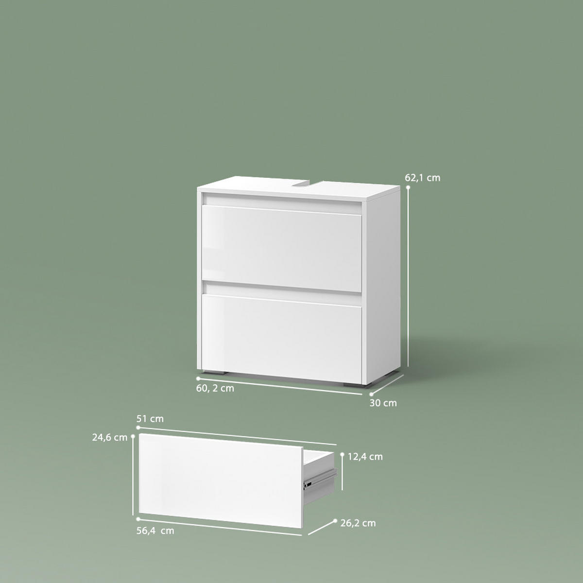 WASCHBECKENUNTERSCHRANK Savuto Weiß 60.2 x 62.1 cm - Weiß, Holzwerkstoff (60.2/62.1/30cm) - Livinity®