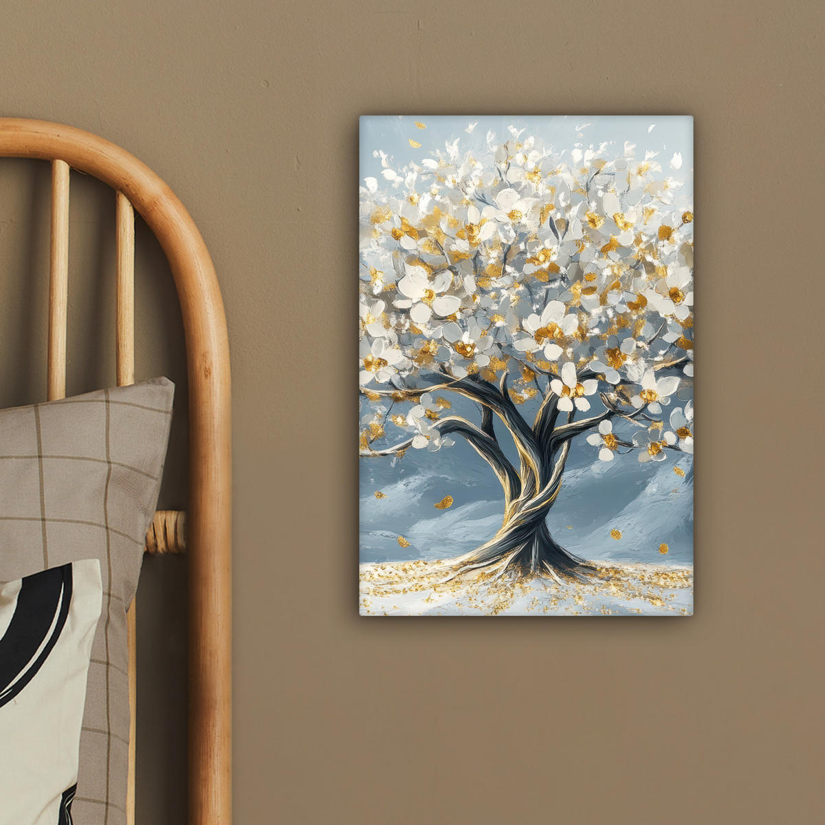 LEINWANDBILD Baum - Winter - Baum des Lebens - Modern - Gold 20x30 cm - Goldfarben, Textil (20/30cm) - MuchoWow