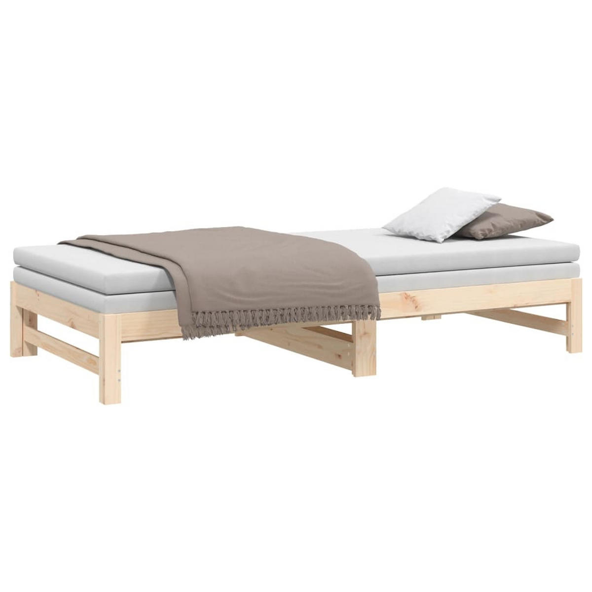 TAGESBETT Ausziehbar 80/200 Cm Massivholz Kiefer - Braun, Textil (80/200cm) - vidaXL