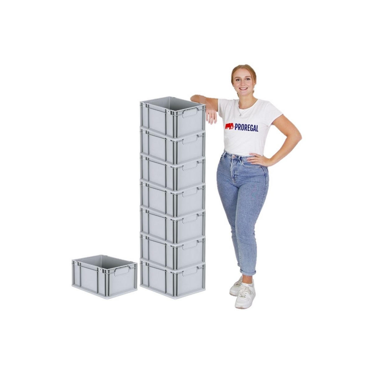 EUROBOX 8x Nextgen Economy Mit Scharnierdeckel Grau/BlauGriffe Geschlossen 20 Liter - Blau, Kunststoff (30/22/40cm) - PROREGAL