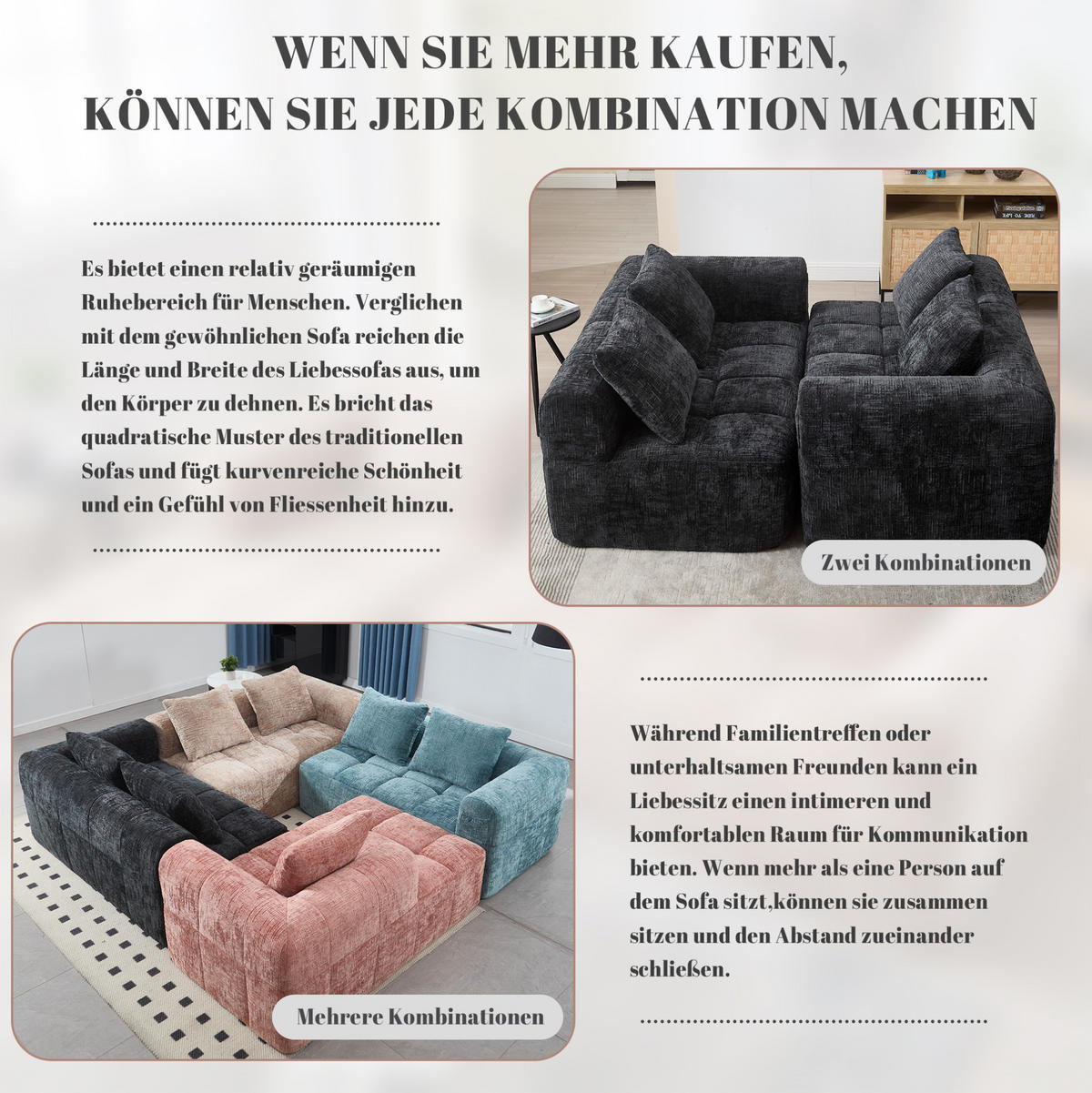 SOFA od chenillea, 158/90/60 cm crna, s bočnim džepovima i jastukom - crna, tekstil (60/160/90cm) - BEAOK