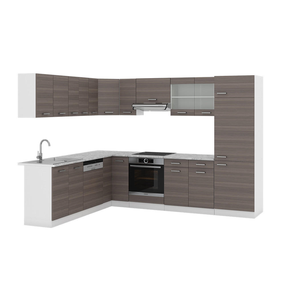 ECKKÜCHE R-Line Edelgrau/Weiß 227 x 287 cm, AP Marmor - Braun/Weiß, Holzwerkstoff (287/81.6/60cm) - Vicco