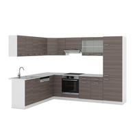 ECKKÜCHE R-Line Edelgrau/Weiß 227 x 287 cm ohne AP - Braun/Weiß, Holzwerkstoff (287/81.6/46cm) - Vicco