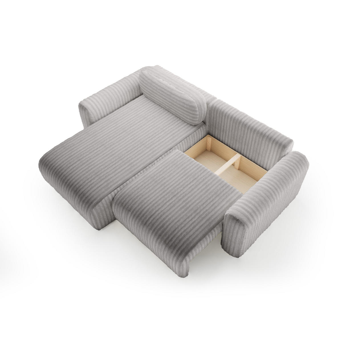 ECKSOFA mit Schlaffunktion Emmen Mini, Grau - Grau, Textil (246/100cm) - Fedve