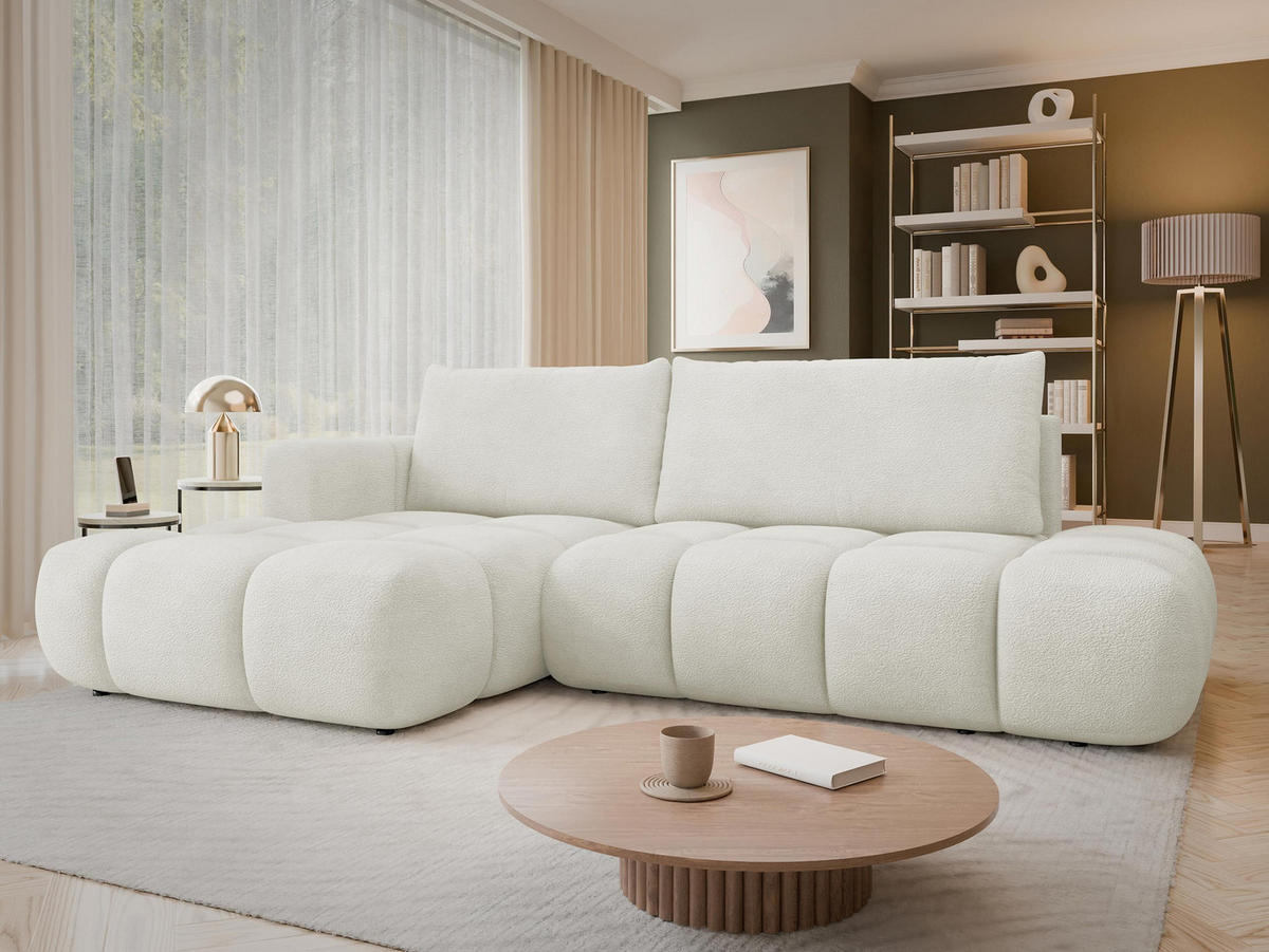 ECKSOFA Soffi, Seite: Links - Schwarz/Naturfarben, Holz/Kunststoff (283/166cm) - MIRJAN24