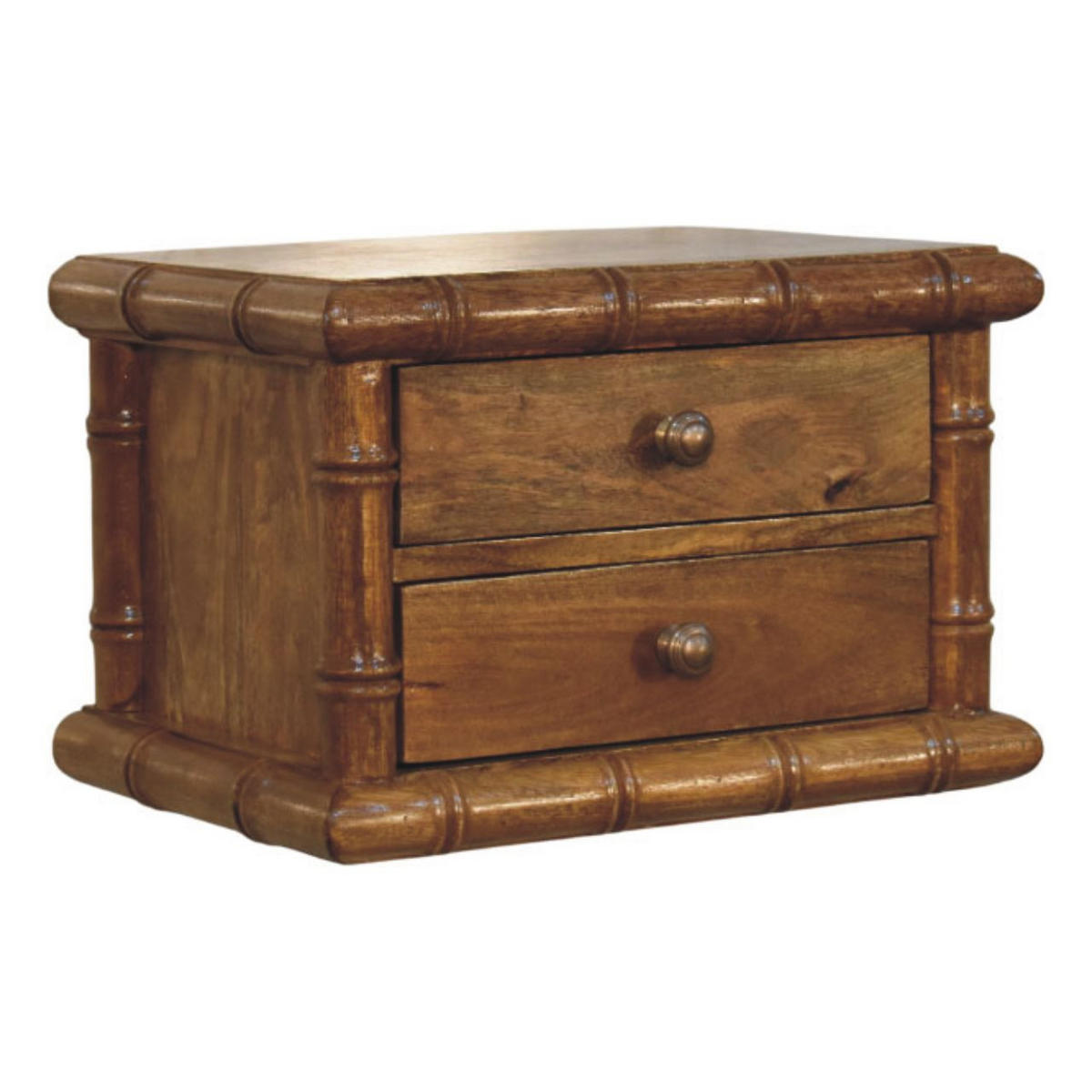 NACHTKASTEN mit Amber Oak Finish, 2 Schubladen - Beige, Holz (44/8.5/32cm) - Artisan Furniture