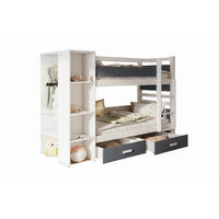 ETAGENBETT AGNES 90/200 Weiß/Graphit rechts - Graphitfarben/Weiß, Holzwerkstoff/Textil (90/200cm) - Deine Möbel 24