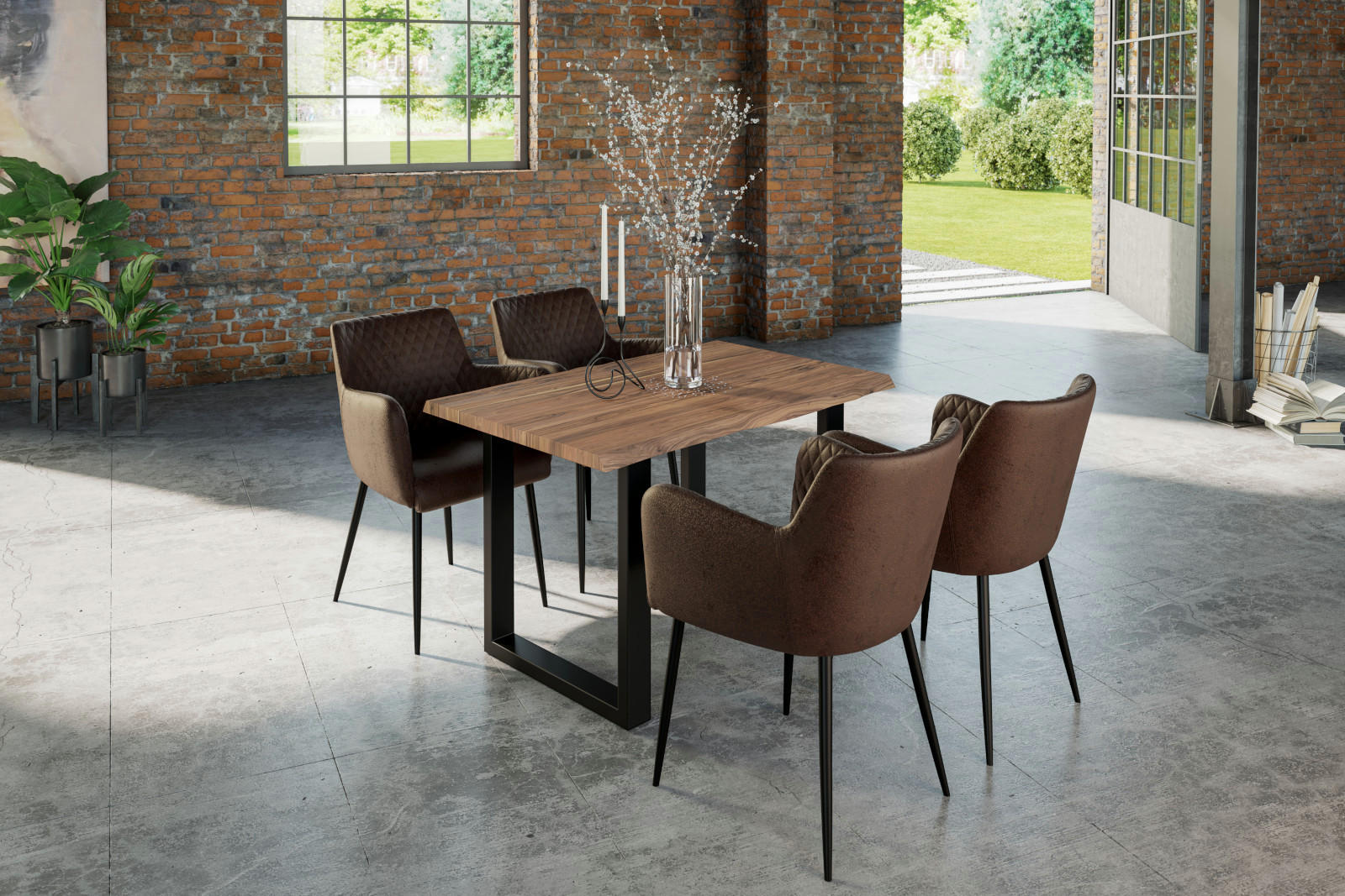 ESSTISCH LAUREN - Beige/Schwarz, Holz/Metall (80/120/77cm) - SAM