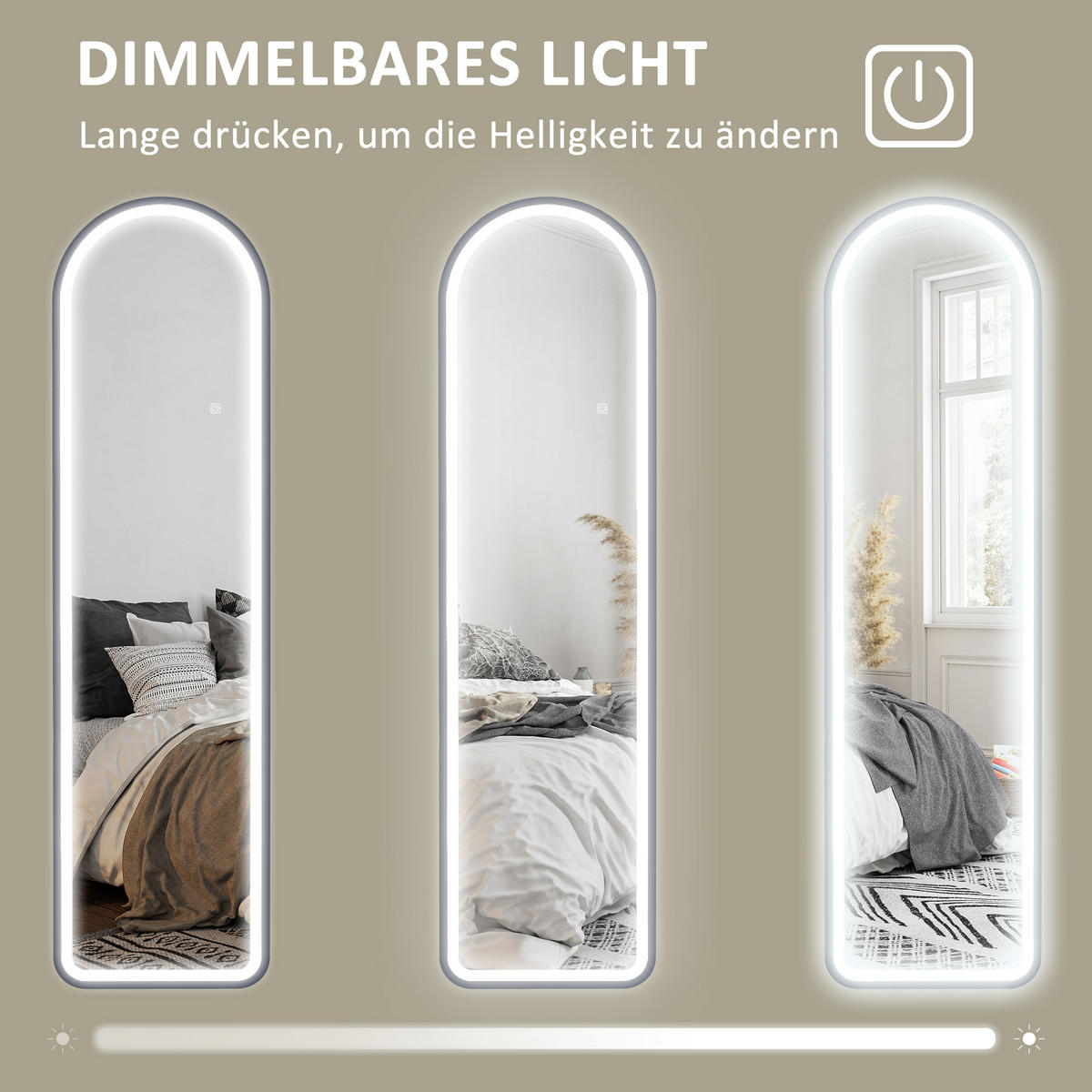 GANZKÖRPERSPIEGEL, 150 x 40 cm Standspiegel mit LED-Beleuchtung, Schwarz - Schwarz, Glas (40/150/3cm) - HOMCOM