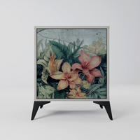 SIDEBOARD HEAVENLY BLOOM, Grau, 57,5x42x70,5 cm, Schwarze Metall-Sternfüße - Multicolor/Schwarz, Holzwerkstoff/Metall (57.5/70.5/42cm) - SpaceRebels