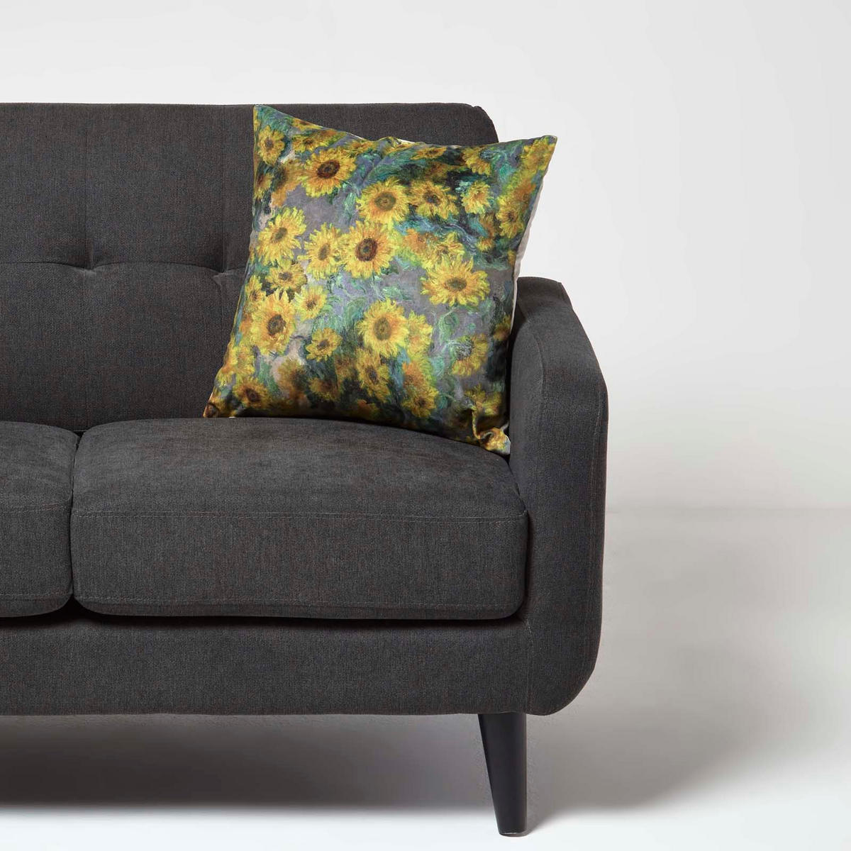 KISSENHÜLLE Samt 46/46 cm – Sonnenblumen - Multicolor, Textil (46/46cm) - Homescapes