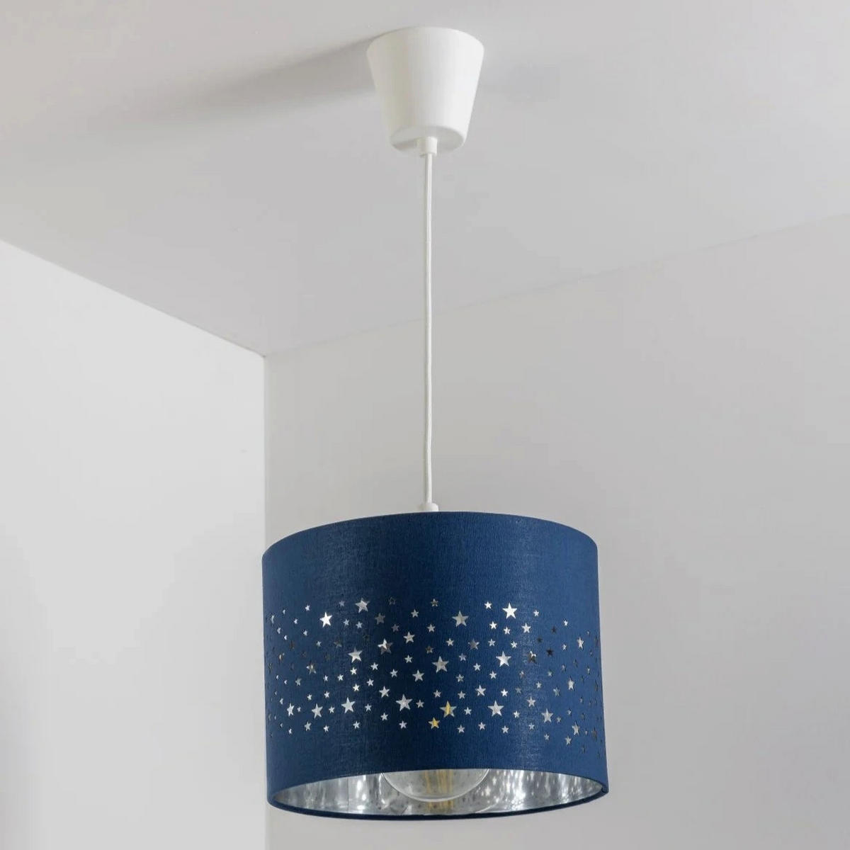 LAMPENHAUBE STARDUST Marineblau Star Easy Fit - Grau, Textil (25/25/18cm) - CGC Europe