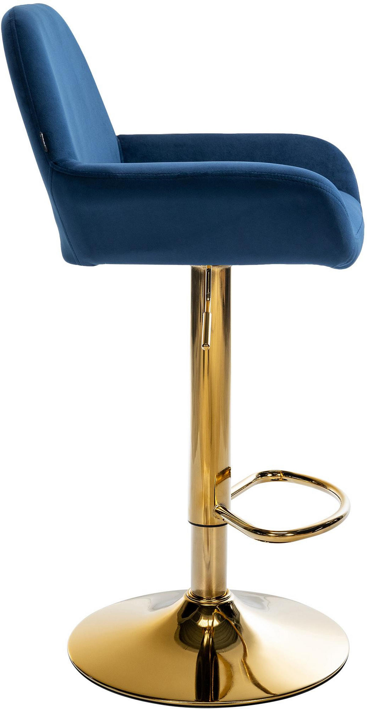 BARHOCKER Samt blau - Blau/Goldfarben, Textil/Metall (51/89/52cm) - CLP