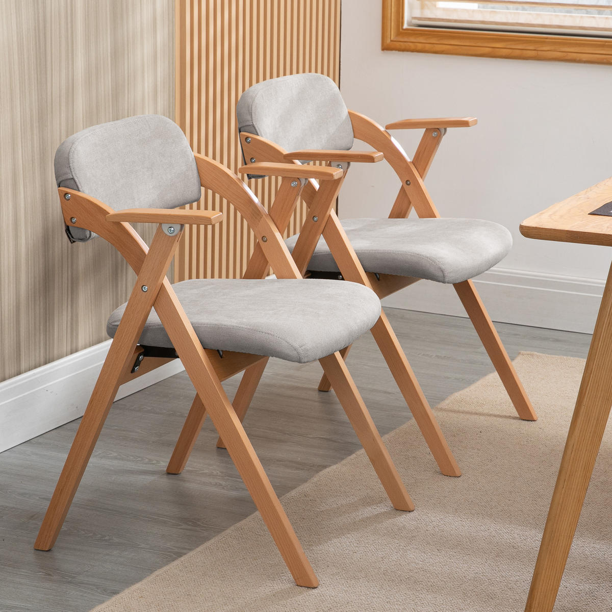 KLAPPSTUHL DE-36270 2er-Set mit Armlehnen Grau - Grau, Holz (60/79/52.5cm) - ComfortXL