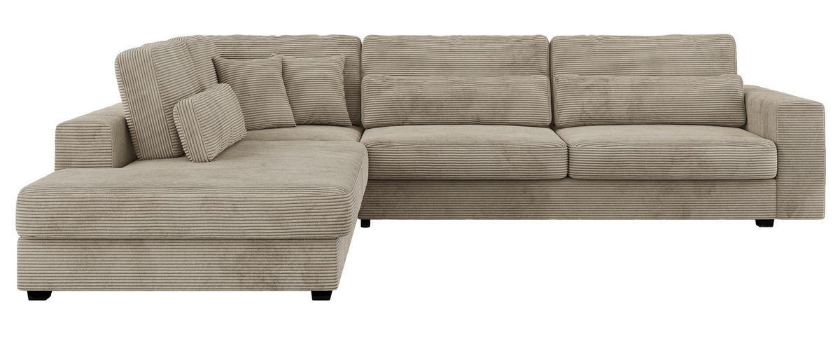 ECKSOFA Savona Hellgrau Cord - links - Hellgrau/Schwarz, Kunststoff/Textil (316/249cm) - MKS