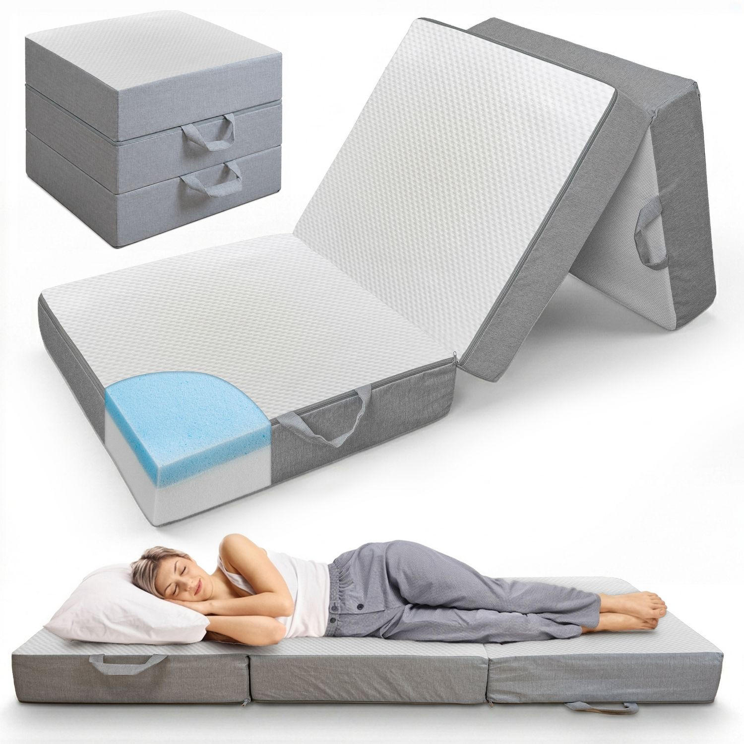 KLAPPMATRATZE FALKO 120/200 cm Höhe 16 cm - Weiß, Textil (120/200cm) - Coemo