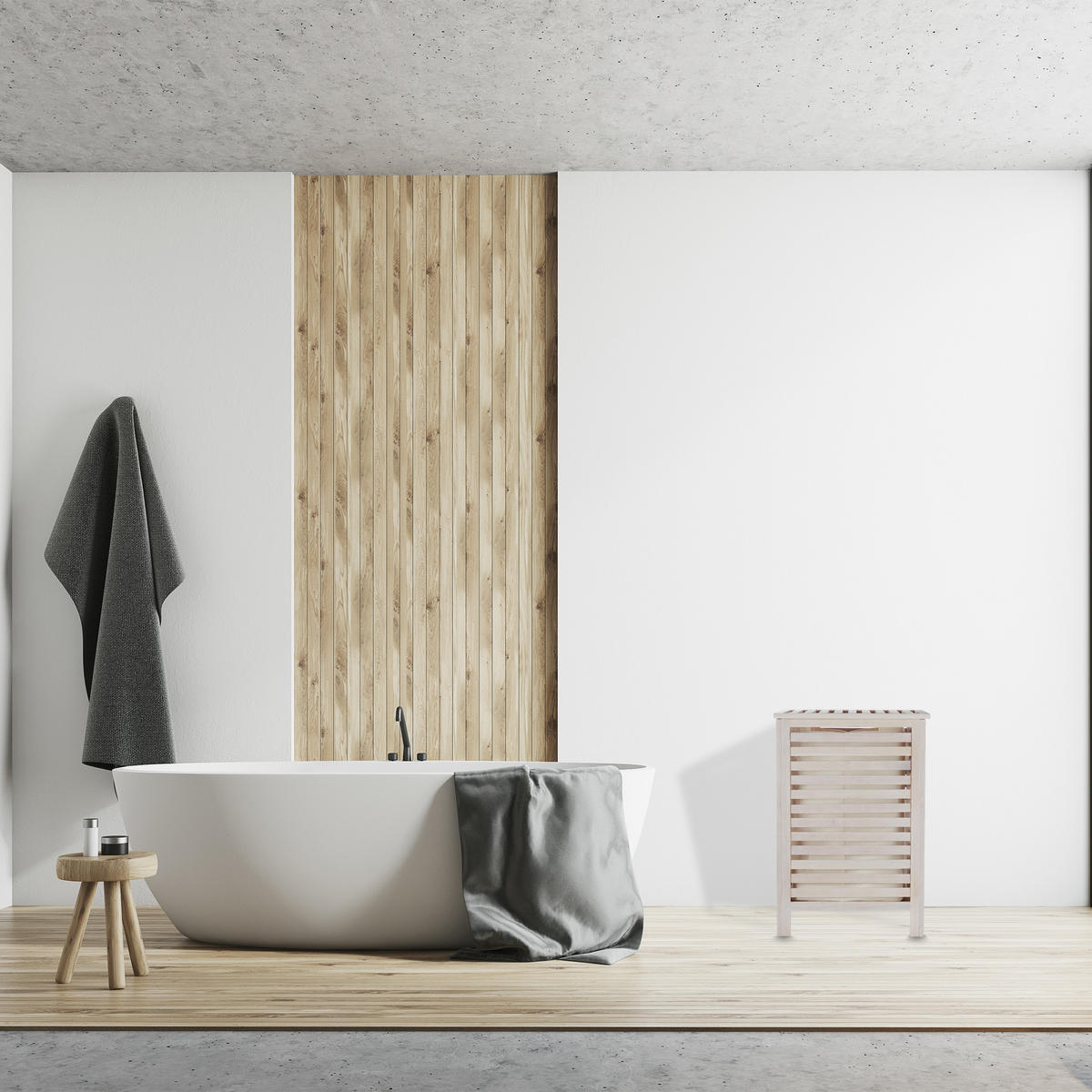 WÄSCHETRUHE - Weiß, Holz/Holzwerkstoff (45/65.5/45cm) - Relaxdays