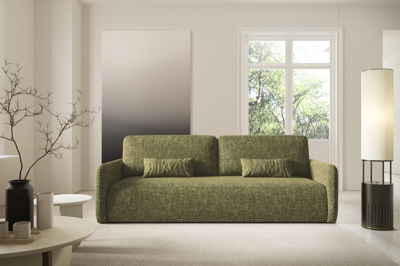 SCHLAFSOFA mit Bettkasten Olivgrün - Schwarz/Olivgrün, Holz/Holzwerkstoff (217/86/102cm) - Furnisell