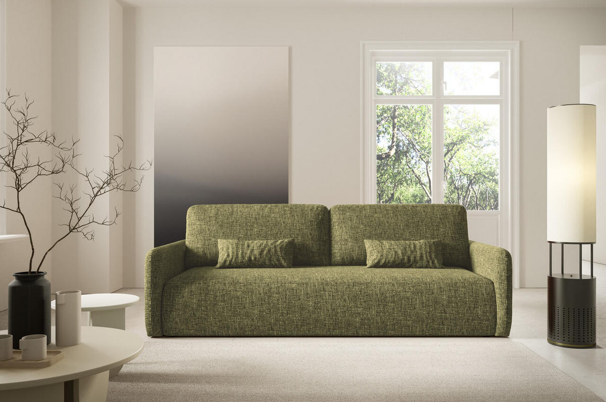 SCHLAFSOFA mit Bettkasten Olivgrün - Schwarz/Olivgrün, Holz/Holzwerkstoff (217/86/102cm) - Furnisell