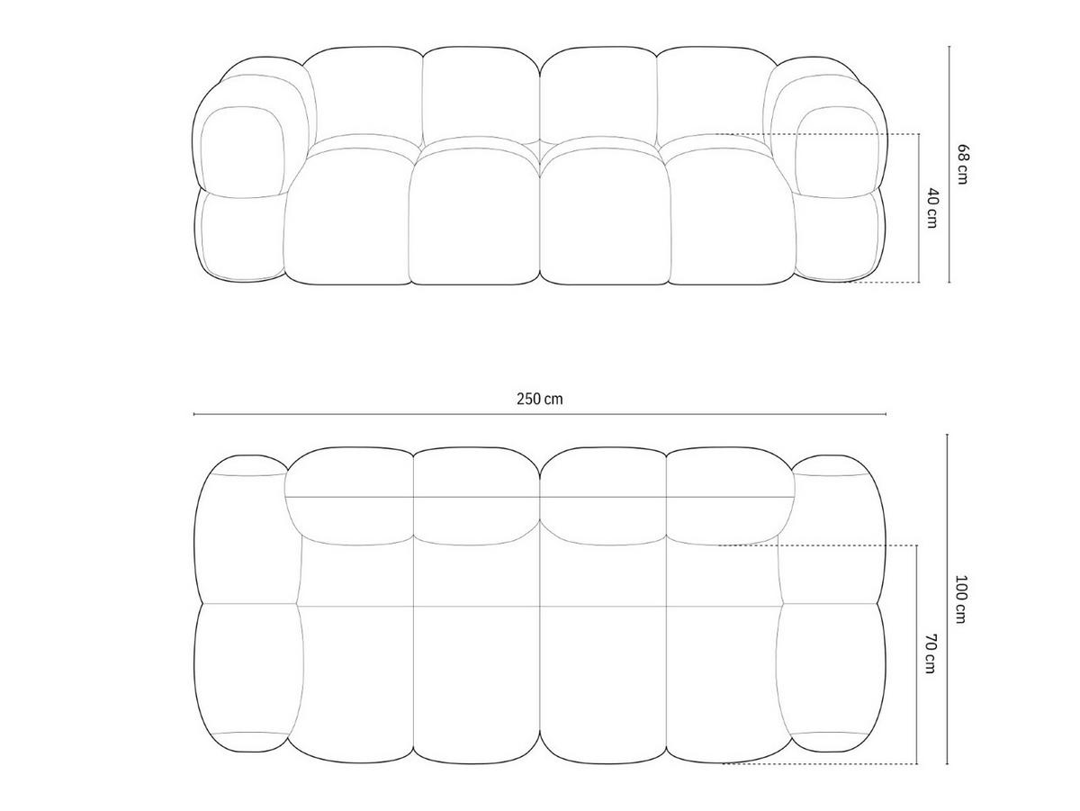 SOFA Loretto aus strukturiertem Stoff dunkelblau 4 Sitzplätze - Dunkelblau, Textil (100/68/250cm) - Cosmopolitan Design
