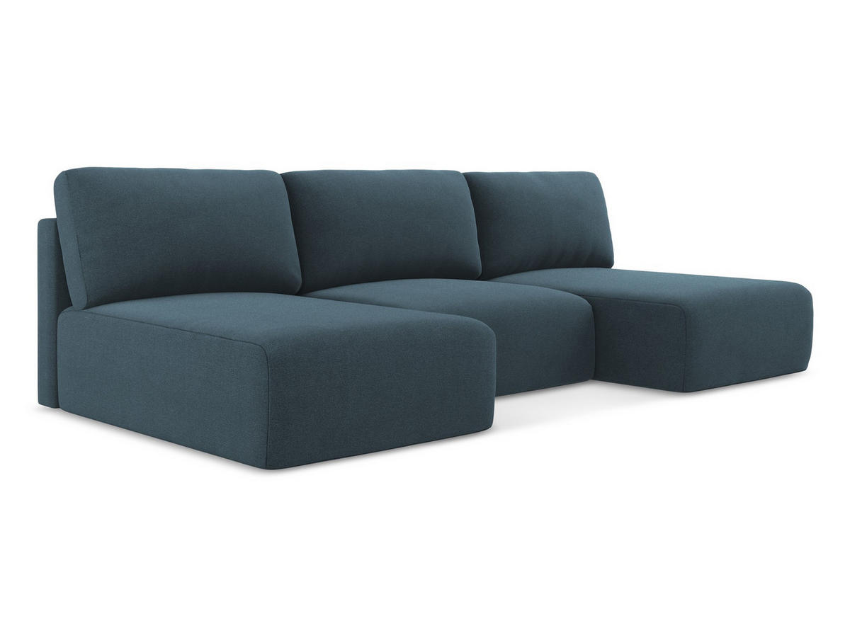 WOHNLANDSCHAFT Strukturstoff Stoff Blau - Blau/Pink, Kunststoff/Textil (304/79/149cm) - Makamii