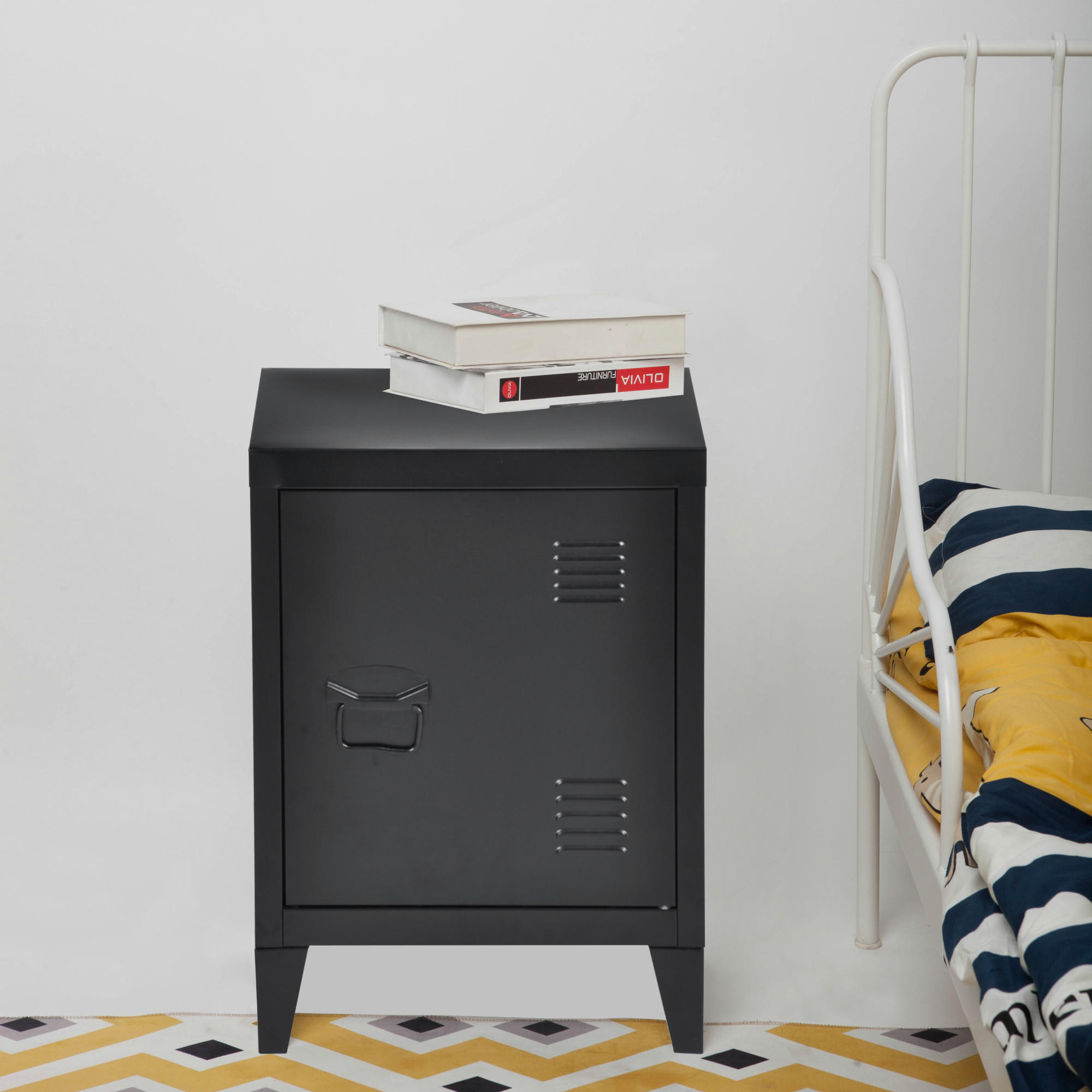Thumbnail - [en.casa] Nachtschrank-Set, Schwarz, Metall, 40x57x30 cm, Schlafzimmer, Nachttische