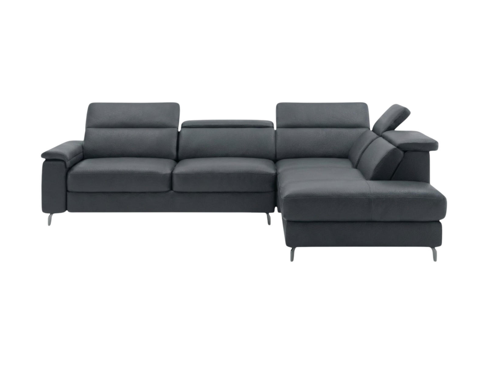 ECKSOFA Ambassador Echtleder Anthrazit - Anthrazit, Leder/Metall (272/224cm)