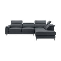 ECKSOFA Ambassador Echtleder Anthrazit - Anthrazit, Leder/Metall (272/224cm)