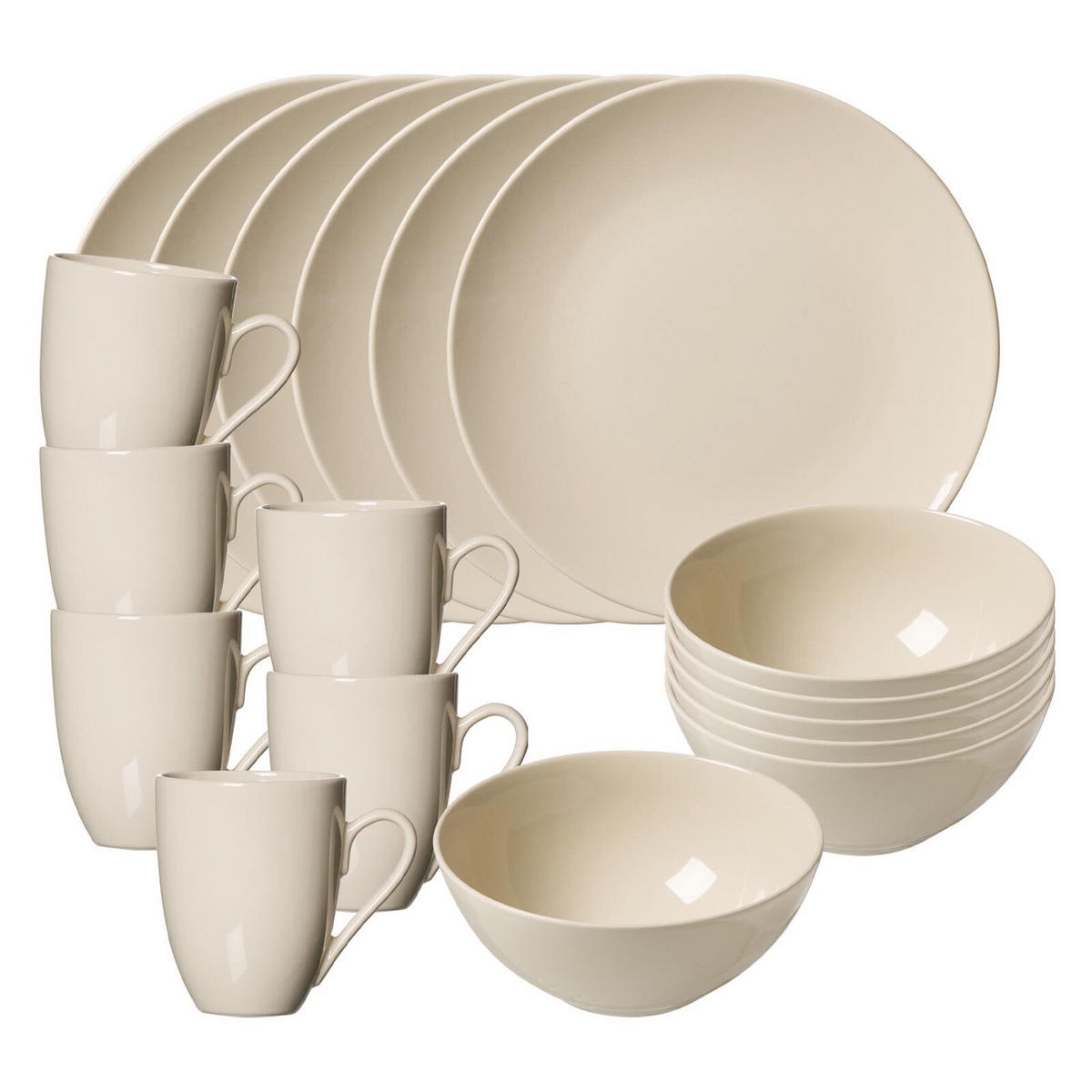 FRÜHSTÜCKS-SET Cecina Beige 18er Set - Beige, Keramik (1/1/1cm) - Ritzenhoff Breker
