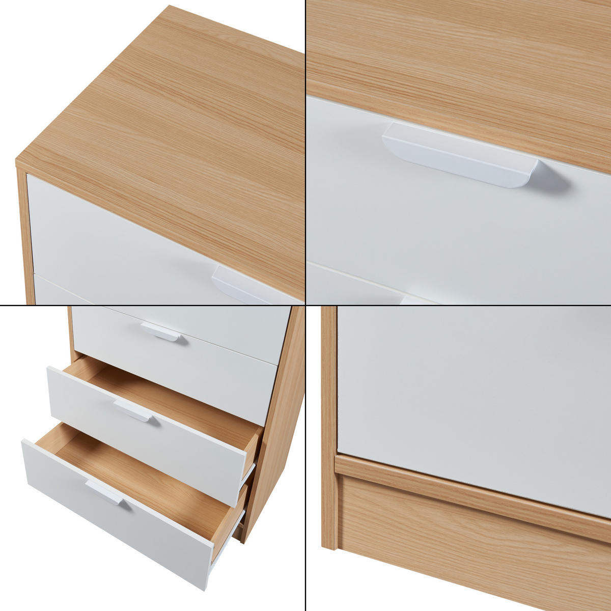 KOMMODE Varkaus - Eichefarben/Weiß, Holzwerkstoff (70/90/40cm) - [en.casa]