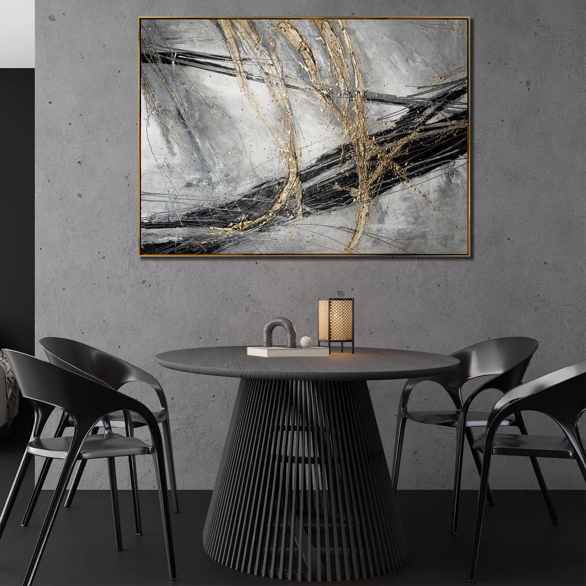 GEMÄLDE Goldener Strich II Schattenfugenrahmen Gold 120x80 cm - Goldfarben, Holz (120/80cm) - YS-art gallery