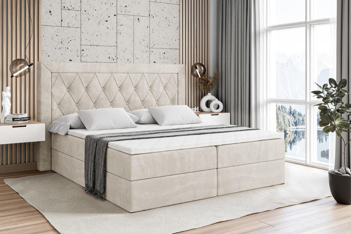 BOXBETT mit H3-Matratze und Lattenrost - NOEL - 140x200 Ecru - Ecru, Holzwerkstoff (140/200cm) - ALTDECOR
