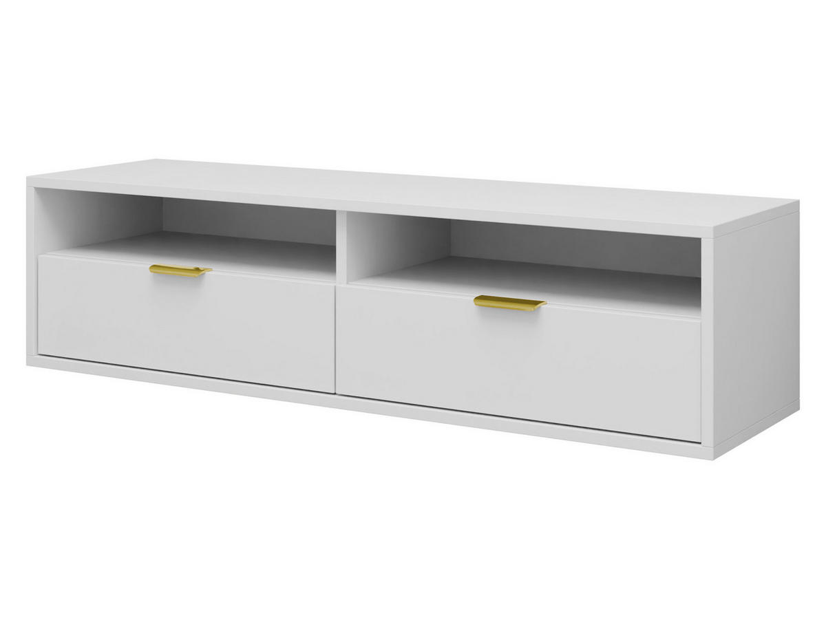 TV-LOWBOARD Queen 140 - Goldfarben/Weiß, Holzwerkstoff/Metall (140/35/33cm) - MIRJAN24