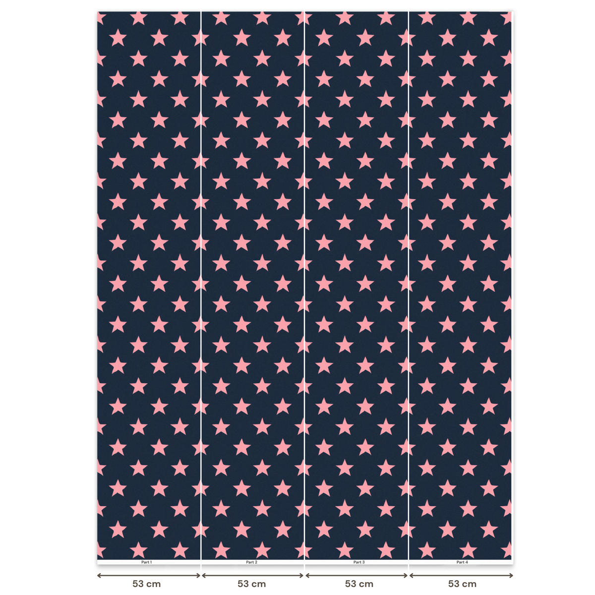 KINDERTAPETE - Muster - Sterne - Rosa - 220x300 cm - Anthrazit, Papier (220/300cm) - OnlyWow
