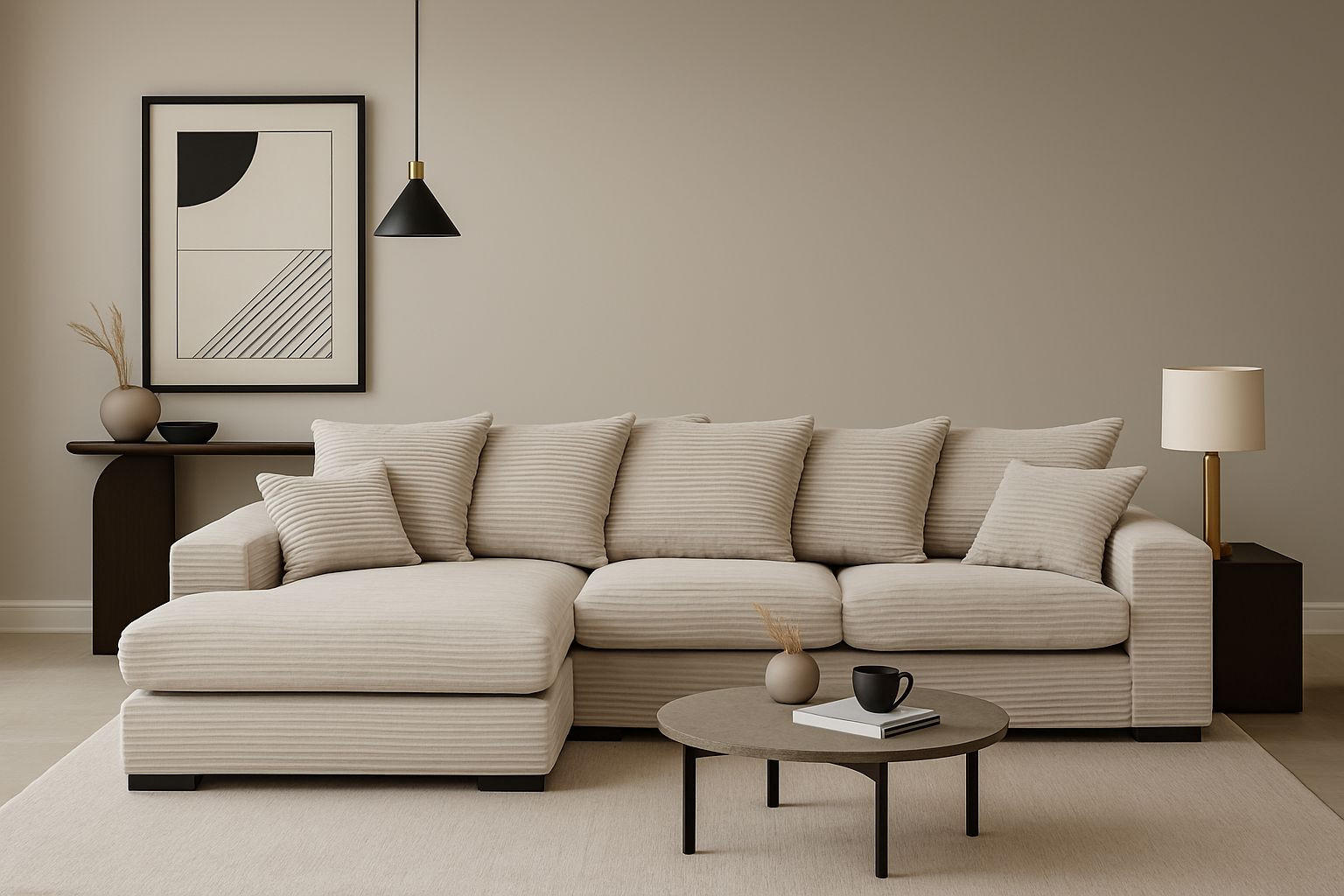 ECKSOFA Mit Schlaffunktion Und Bettkasten Couch L-form Gabon Stoff Zoom Perle Links - Ecru, Holz (155/285cm) - Kaiser Möbel