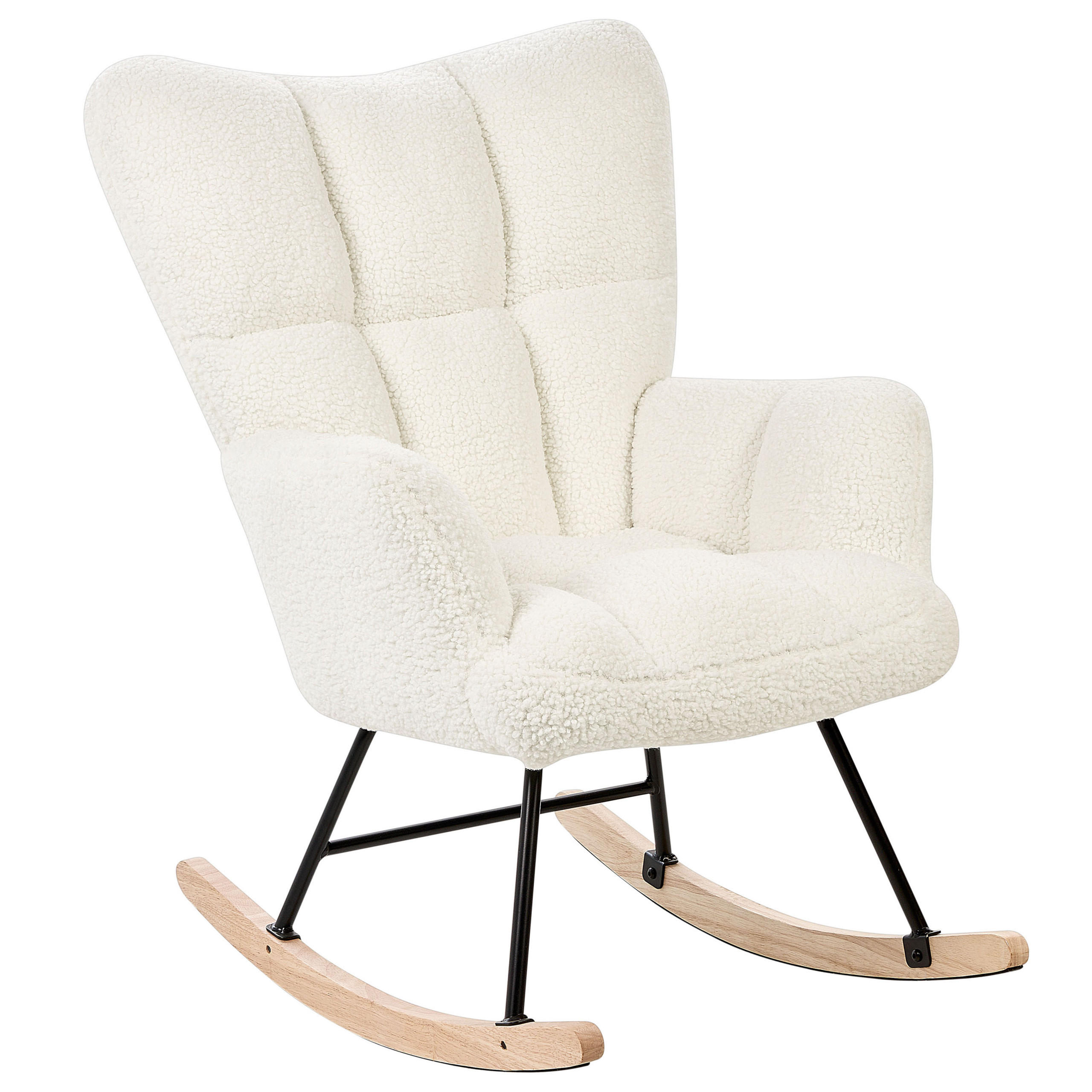 SCHAUKELSESSEL Bouclé Weiß Oulu - Weiß, Textil/Metall (71/108/83cm) - Beliani