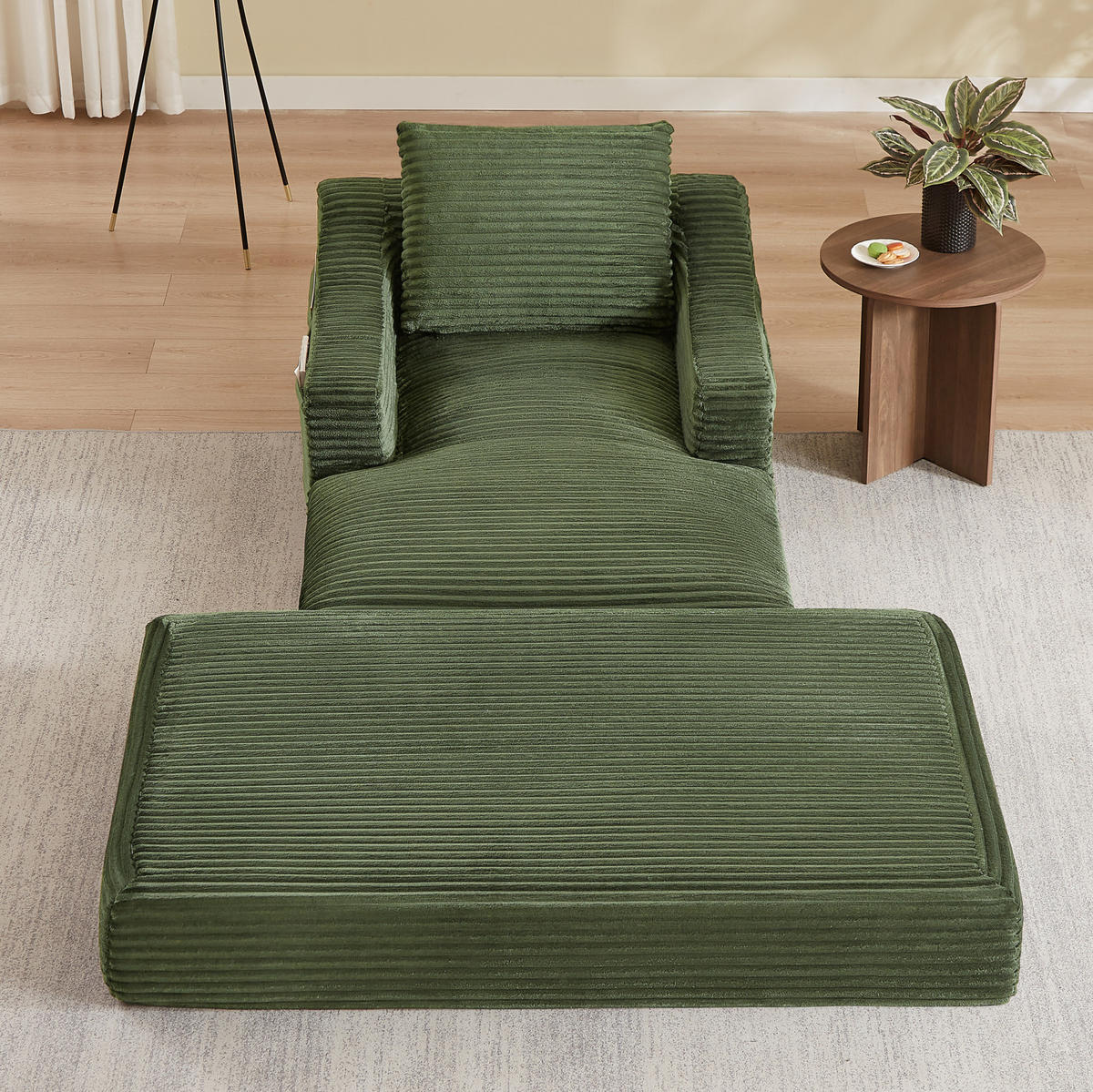 SESSEL ausziehbar Grün mit Doppelschicht-Design - Grün, Textil (162/68/100cm) - Meubliv