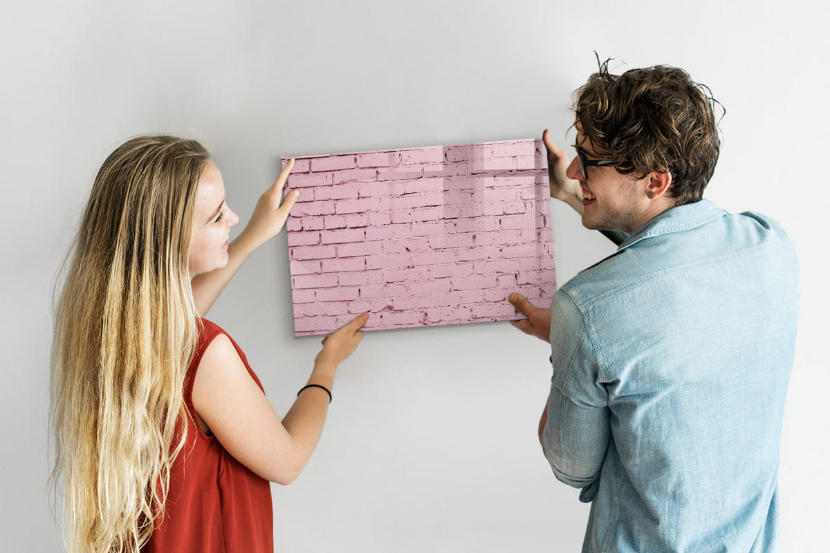 MAGNETTAFEL 60x40 Ziegelmauer - Pink, Glas (60/40/0.4cm) - TULUP