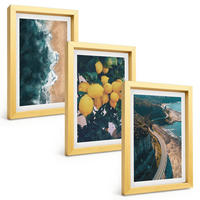 BILDER SET 3er Set - 20x30 cm Goldrahmen - Meerstrand Zitronen Berge - Goldfarben, Kunststoff (20/30cm) - TULUP