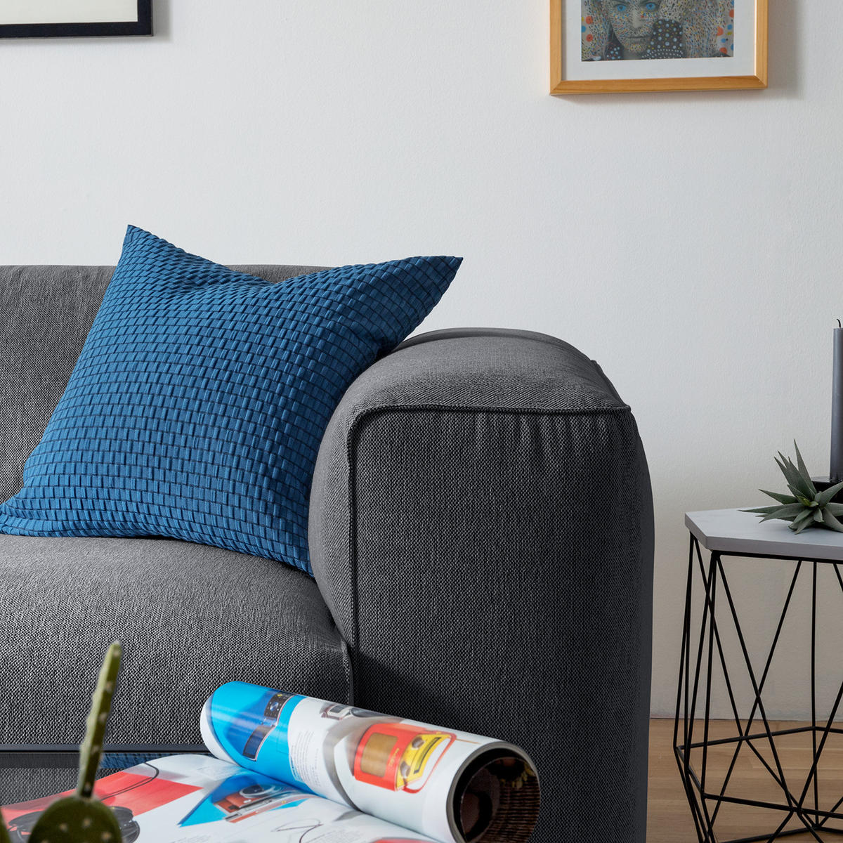 1,5-SITZER ECKSOFA mit Longchair - Schwarz/Grau, Kunststoff/Textil (260/173cm) - home24