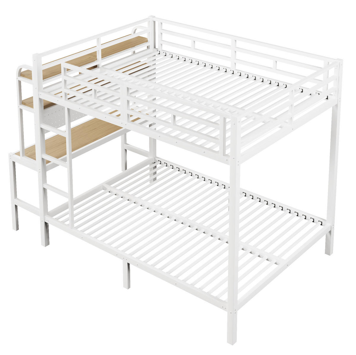 ETAGENBETT 140/200 cm in Weiß mit Schreibtisch, LED und USB-Anschluss - Weiß, Metall (140/200cm) - BEAOK