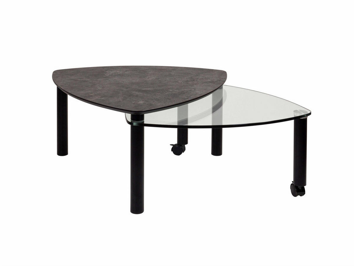 COUCHTISCH mit ausdrehbarer Ablage Clarie 80x43x80 HPL Schwarz - Transparent/Schwarz, Glas (80/80/80cm) - 58aufmkessel