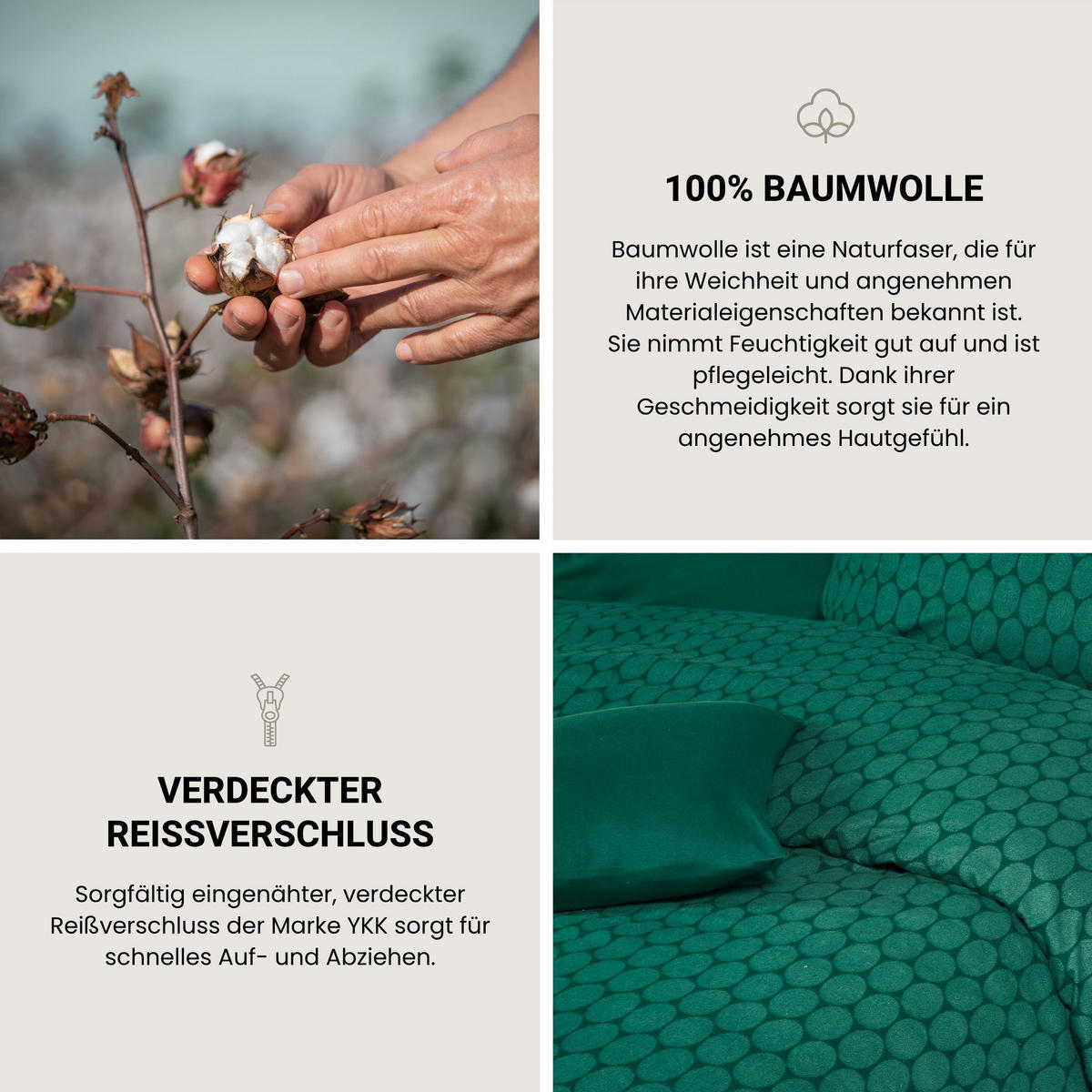 BETTWÄSCHESET Drops - Feinbiber - 2-teilig - 135x200 cm - Smaragd - Smaragdgrün, Textil (135/200cm) - SCHIESSER
