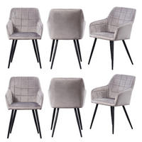 ESSZIMMERSTUHL Samt 6-teilig Hellgrau - Hellgrau, Metall (55/82/59cm) - Life Interiors