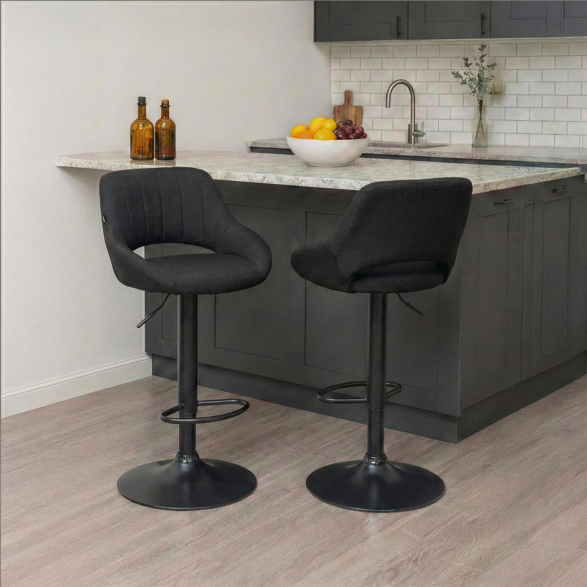 BARHOCKER Stoff Schwarz - Schwarz, Textil/Metall (47/85/48cm) - CLP