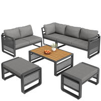 GARTENLOUNGE 120/65/66,5 cm grau aus Metall mit spritzwassergeschützten Polstern - Grau, Metall - OKWISH