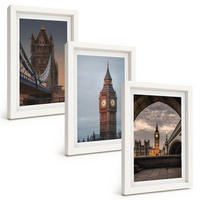 BILDER SET 3er Set - 20x30 cm Weißer Rahmen - London Bridge Big Ben Uhr - Weiß, Kunststoff (20/30cm) - TULUP