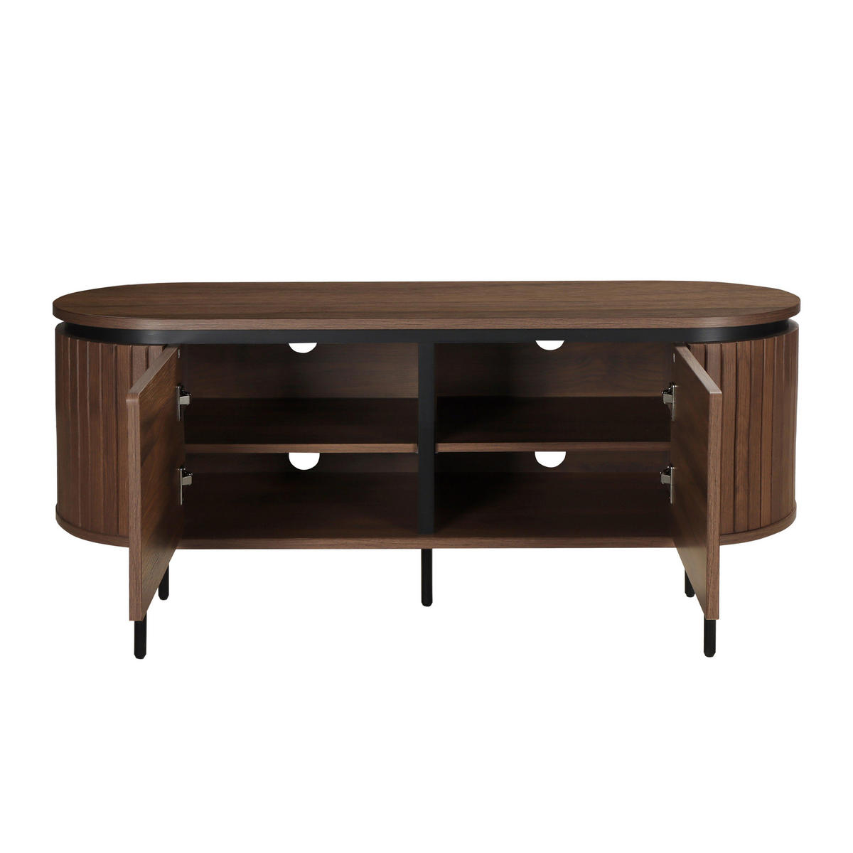TV-SCHRANK, dunkles Holzeffekt - Braun, Holz (40/55/120cm) - Oviala