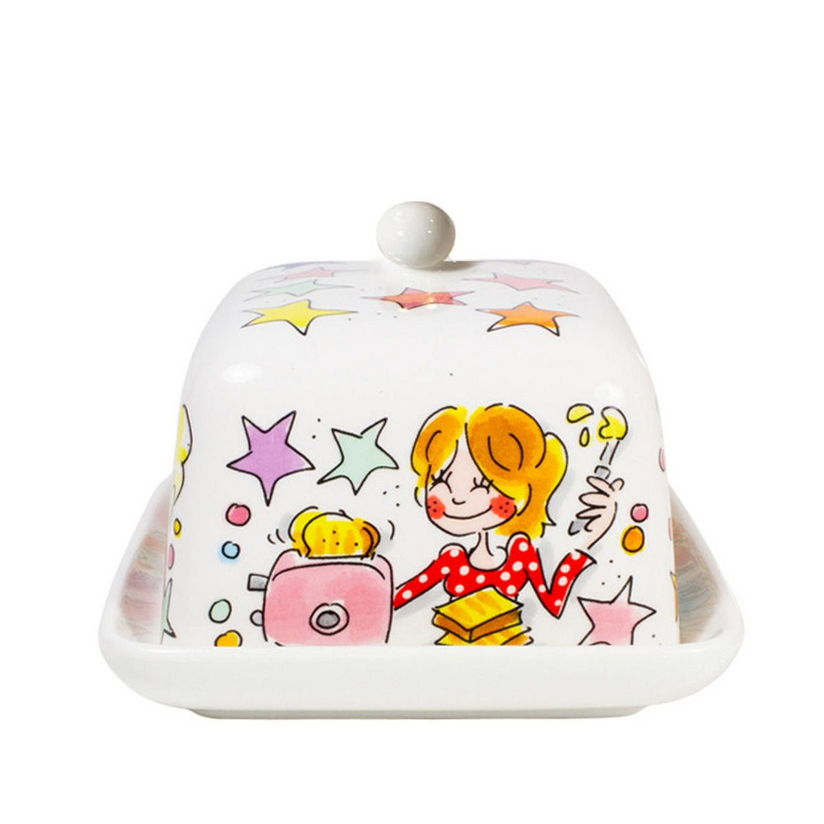 BUTTERDOSE Butter macht alles besser in Bunt - 16 x 11 x 10cm - Multicolor, Keramik (11/10/16cm) - Blond Amsterdam